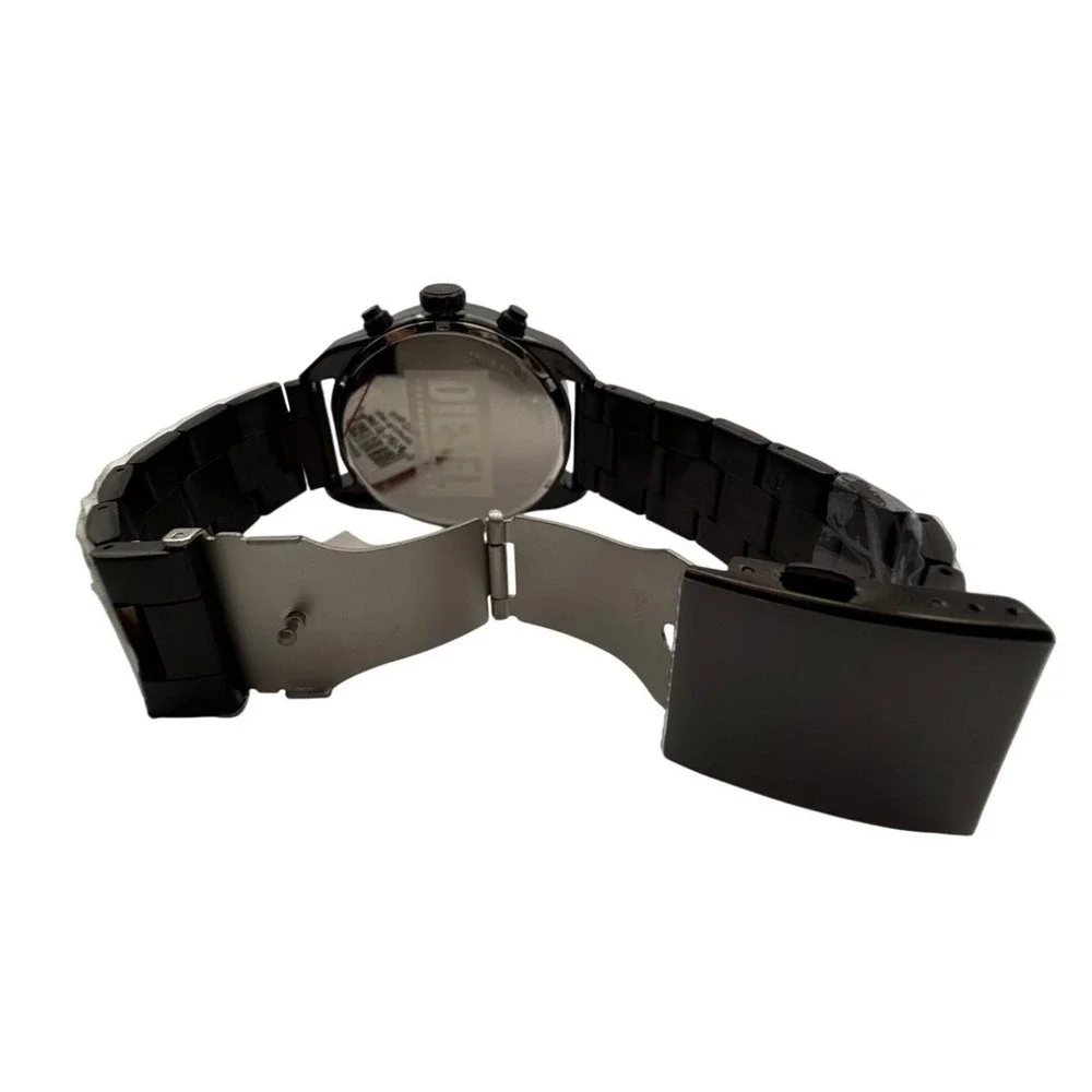 Diesel Mens Spiked Chronograph Watch DZ4609B Black Stainless Steel‎
